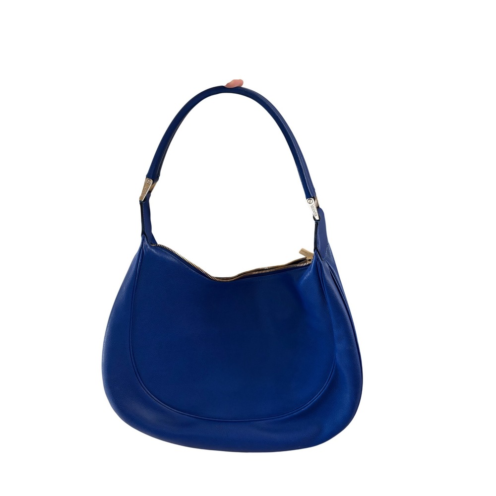 Valextra Blue Leather Hobo Shoulder Bag